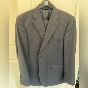 Saks Fifth Ave Modern Fit Crosshatch Wool Suit (Jacket & Pants), Dark Navy, 42S